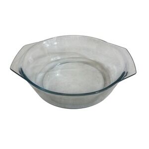 Vintage Marinex Glass Round Casserole Baking Dish Made in Brazil Clear P28